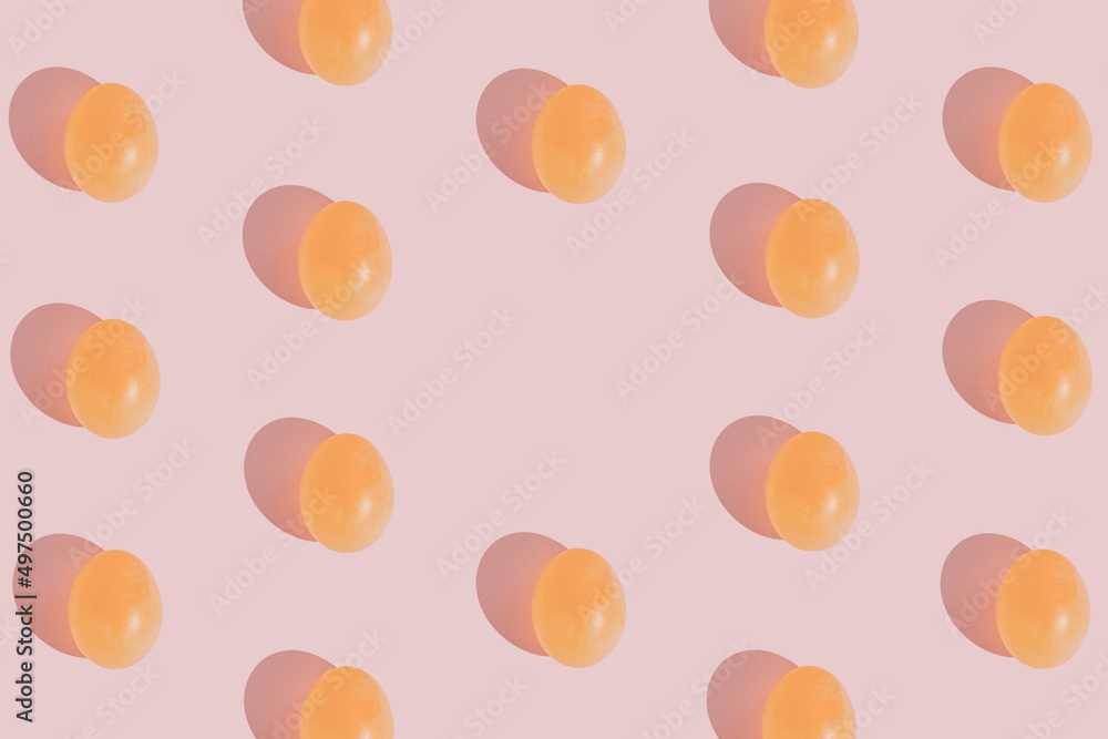 Glossy egg pattern on gentle pink background. Minimal Easter concept. Flat lay aesthetic with copy space. Glossy egg pattern on gentle pink background. Minimal Easter concept. Flat lay aesthetic with copy space.