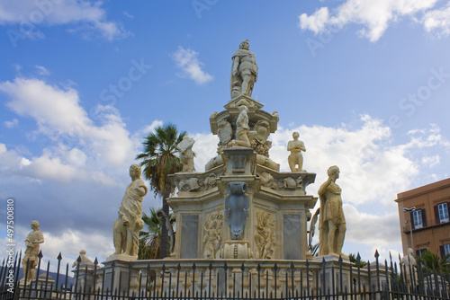 Monument to King Philip V of Spain near Norman Palace in Palermo, Sicily, Italy
