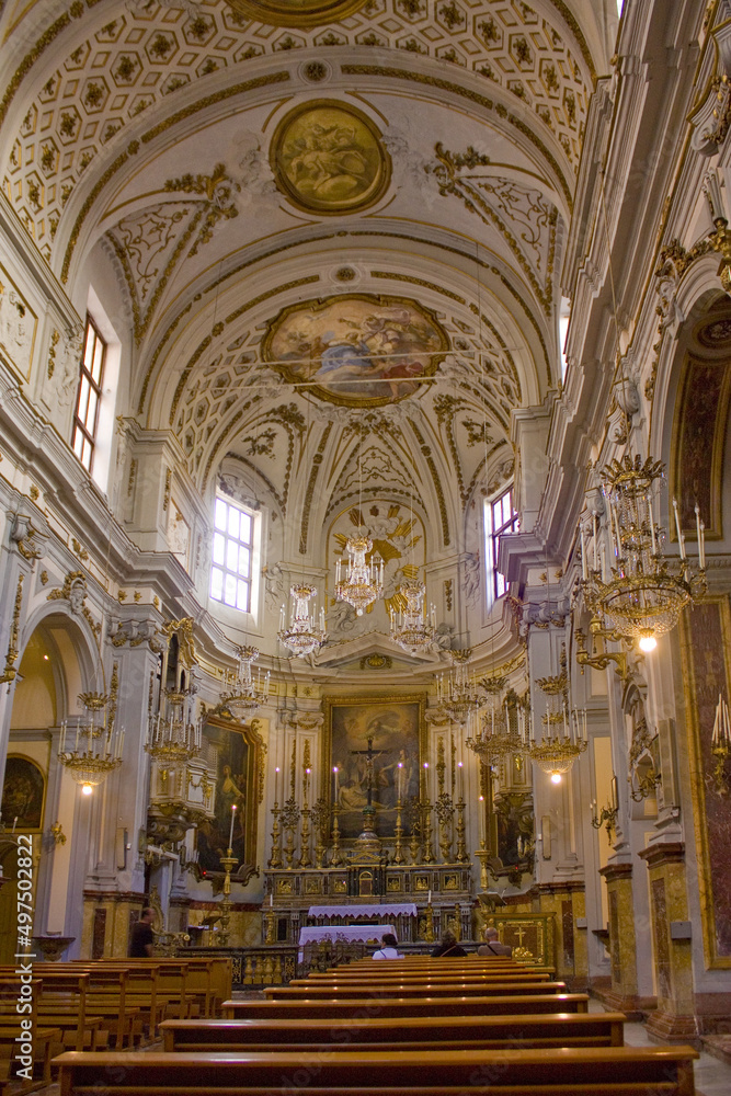 Interior of Church of Sant Orsola dei Negri in Palermo, Sicily, Italy