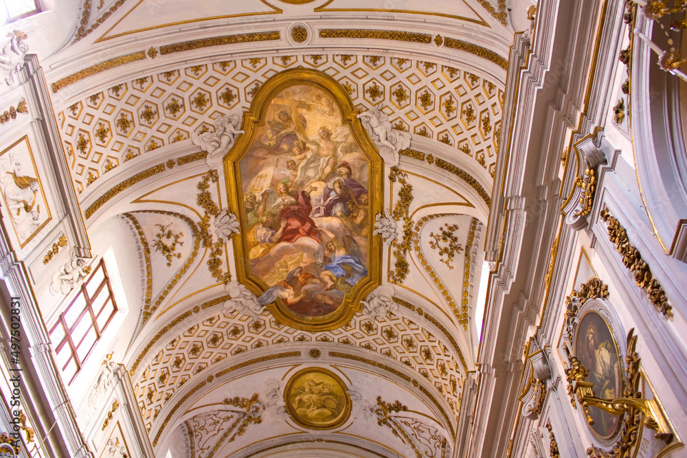 Interior of Church of Sant Orsola dei Negri in Palermo, Sicily, Italy