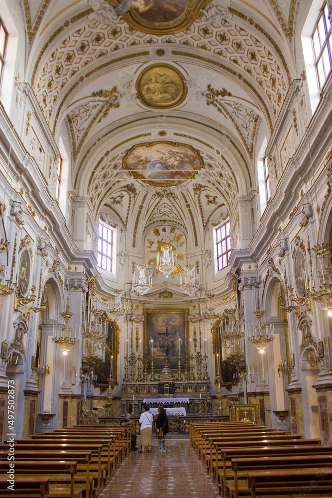 Interior of Church of Sant Orsola dei Negri in Palermo, Sicily, Italy