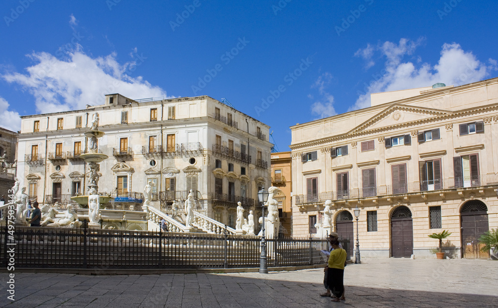  Pretoria Fountain at Piazza Pretoria in Palermo, Sicily, Italy	