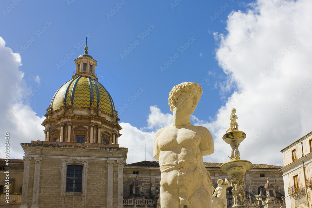 ragment of Pretoria Fountain at Piazza Pretoria in Palermo, Sicily, Italy ragment of Pretoria Fountain at Piazza Pretoria in Palermo, Sicily, Italy