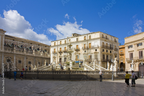 Pretoria Fountain at Piazza Pretoria in Palermo, Sicily, Italy