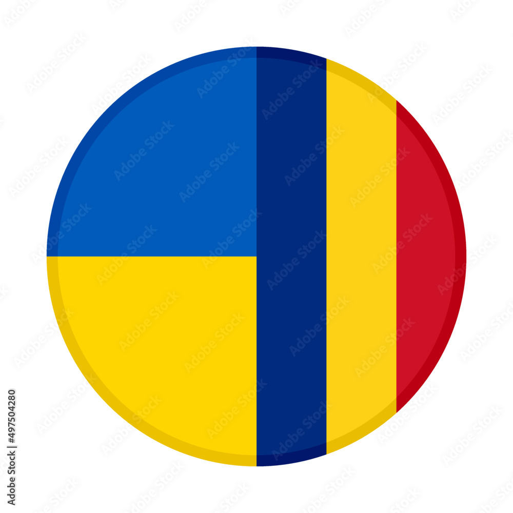 Fototapeta premium round icon of ukraine and romania flags. vector illustration isolated on white background
