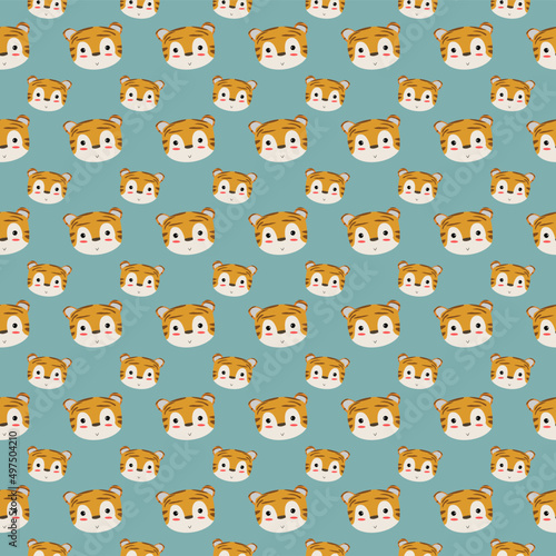 Fototapeta Naklejka Na Ścianę i Meble -  seamless pattern cute little tiger face.