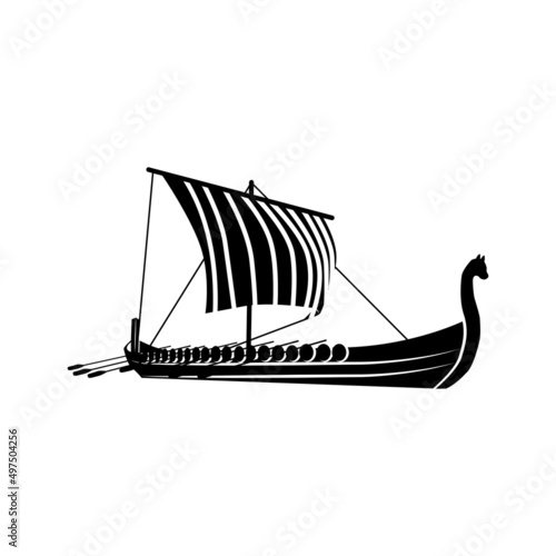 viking ship logo template, viking ship silhouette illustration, viking slogan