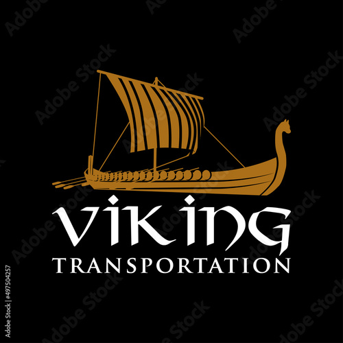 viking ship logo template, viking ship silhouette illustration, viking slogan