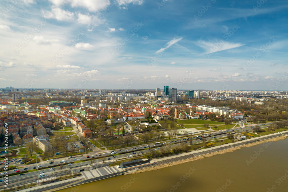 Obraz premium Warszawskie Stare Miasto, widok od strony Wisły 