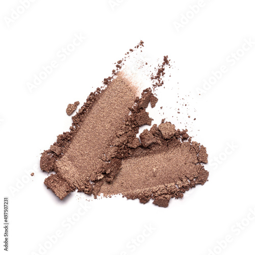 Fototapeta Naklejka Na Ścianę i Meble -  Close-up of make-up swatches. Smears of crushed brown eye shadow