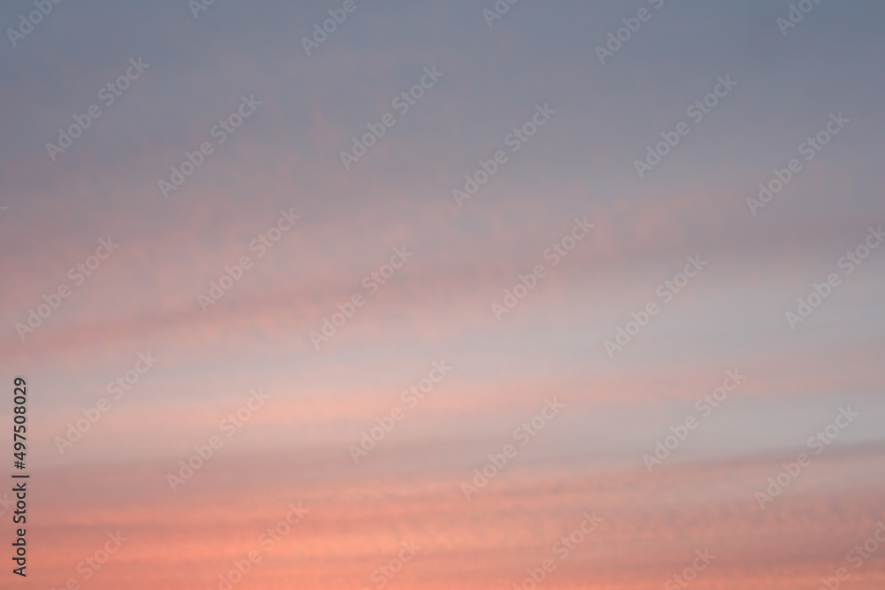 Colorful cloudy sky at sunset. Gradient color. Sky texture. Beautiful abstract nature sunset as background