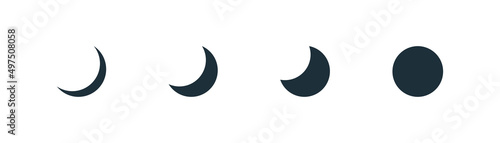 A semicircle of the moon. Month icon. Crescent icons.