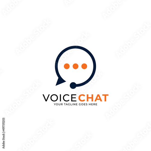 Voice chat or podcast vector logo template. This design use dialogue symbol. Suitable for business.