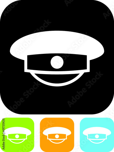 Military uniform or doorman cap vector icon. Porter headwear. Hat vector illustration isolated
