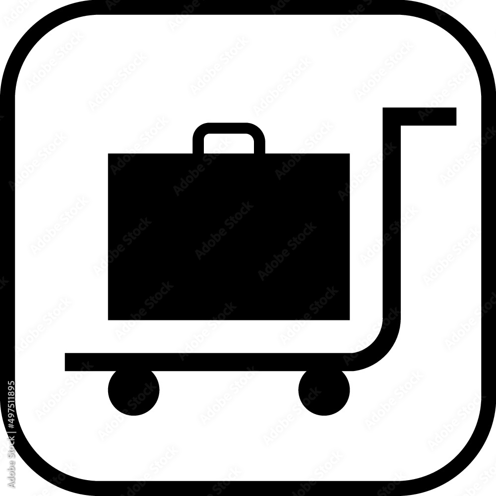 Luggage trolley icon. Baggage cart vector sign Luggage trolley icon. Baggage cart vector sign
