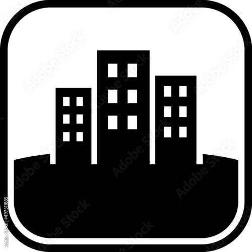 Big city skyline with skyscrapers. Concrete buildings. Construction and real estate concept. Vector icon isolated