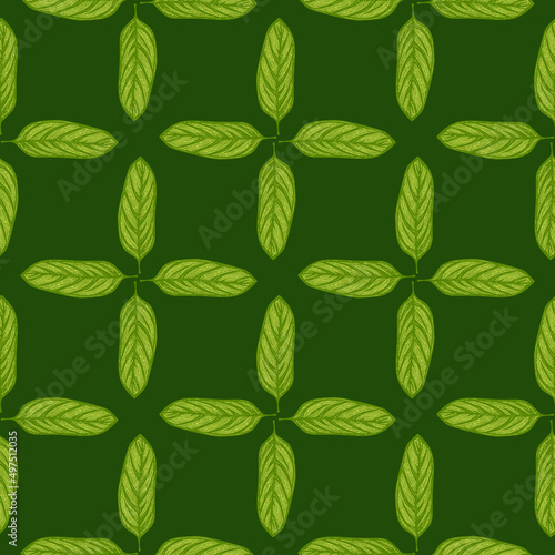 Alocasia leaves seamless pattern.Vintage tropical branch in engraving style. © Lidok_L
