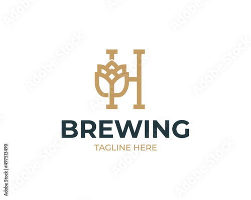 Brewhouse logo with letter H and beer hops