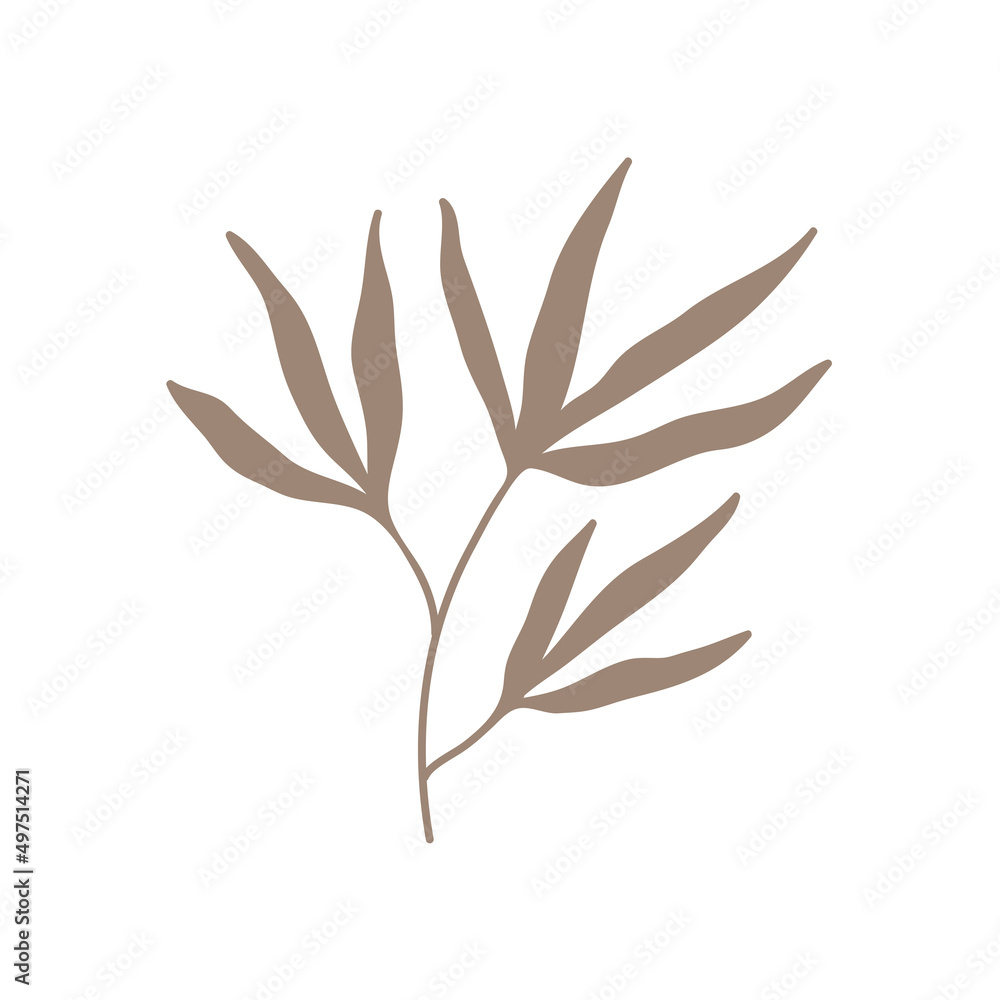 hand painted leaves for decoration in minimalist style