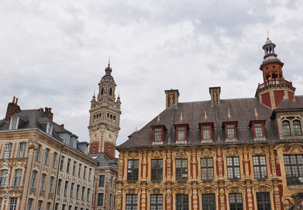 Clock Tower in Lille City Center, France