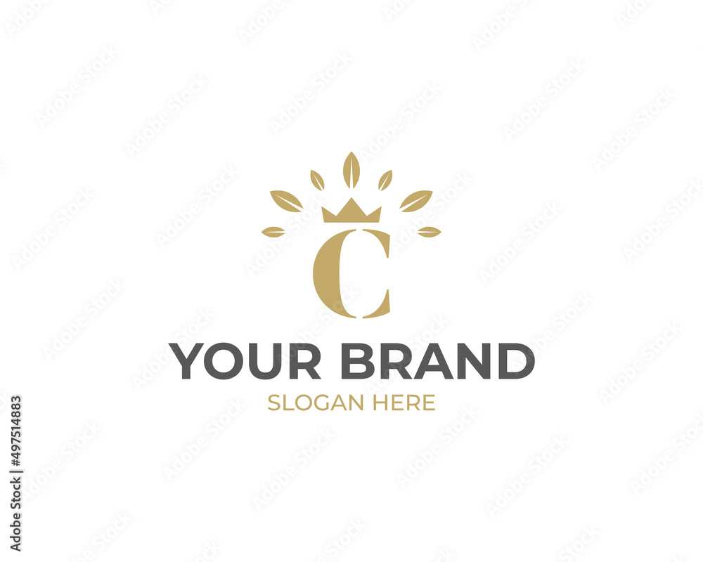 Initial letter C with leaf logo vector concept element, letter C logo with organic leaf Initial letter C with leaf logo vector concept element, letter C logo with organic leaf