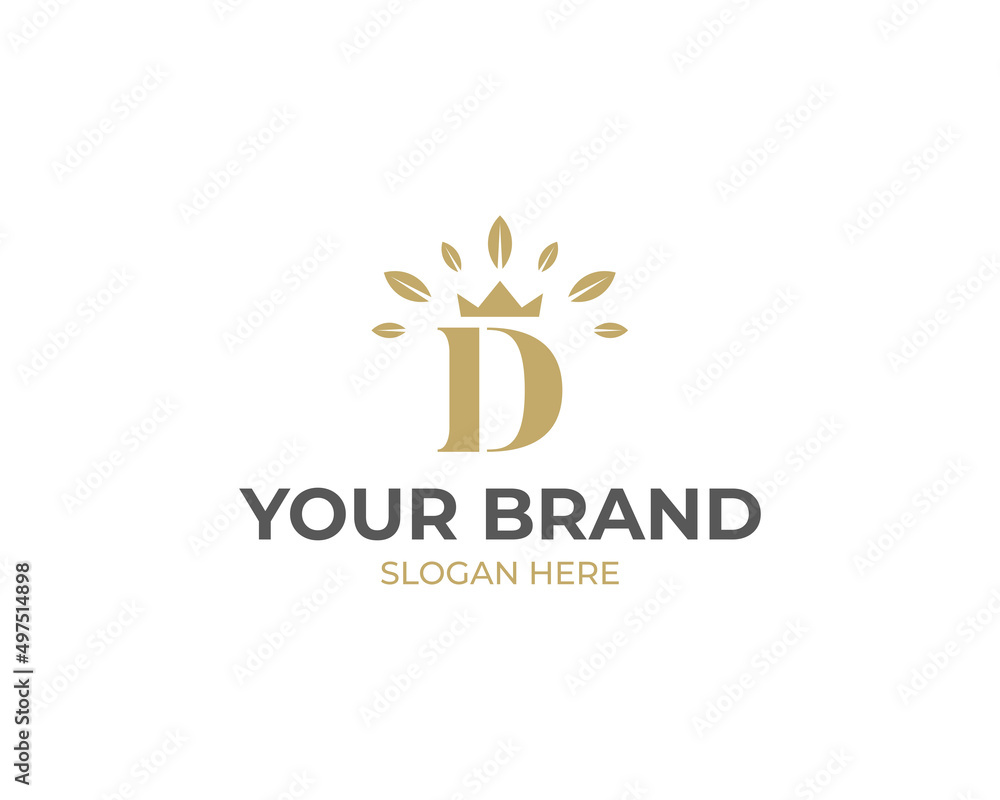 Initial letter D with leaf logo vector concept element, letter D logo with organic leaf Initial letter D with leaf logo vector concept element, letter D logo with organic leaf