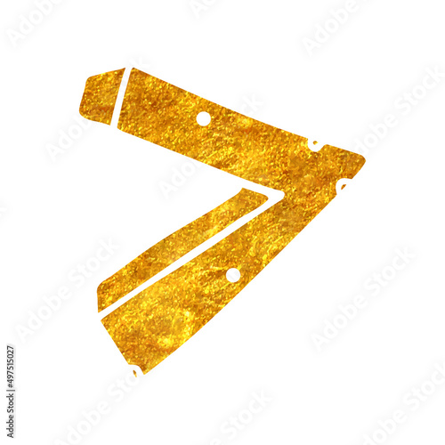 Hand drawn gold foil texture mathematics symbol greater than