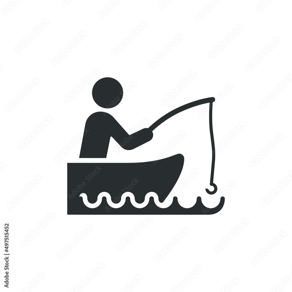 man fishing on the boat icon vector images