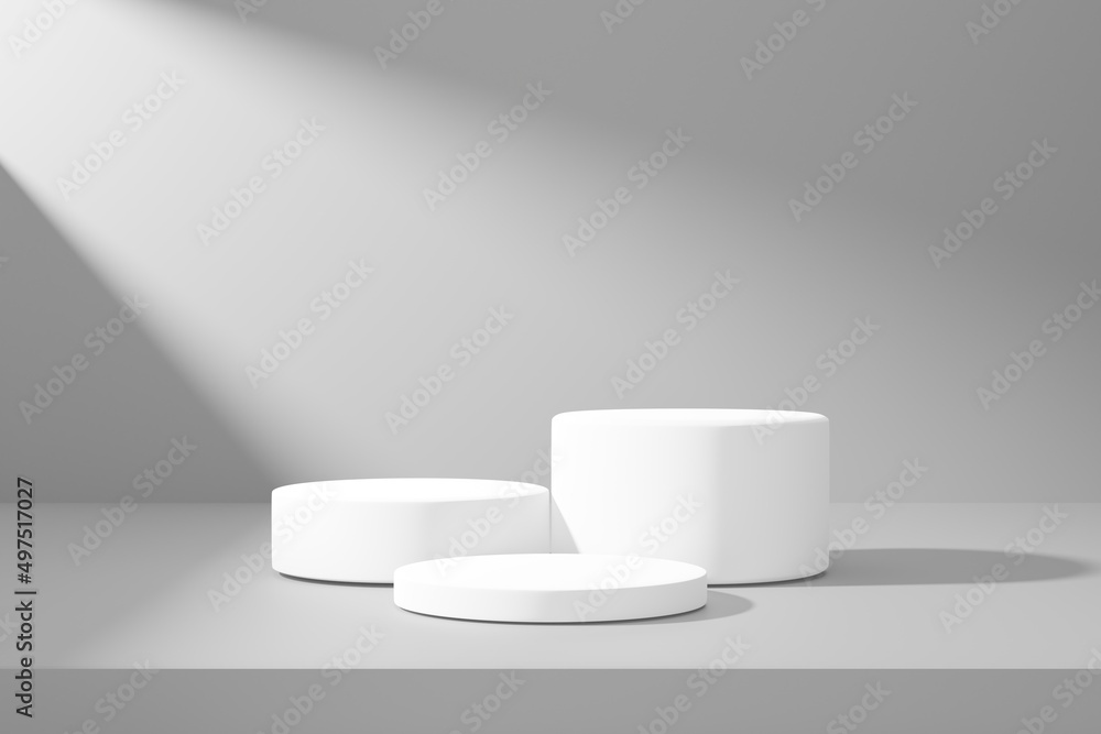 White podium on grey abstract background. White podium on grey abstract background.