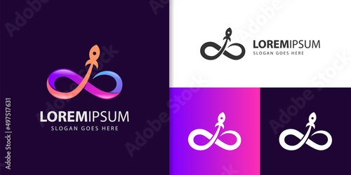 infinity launch rocket logo, rocket launch logo template for business technology symbol icon design
