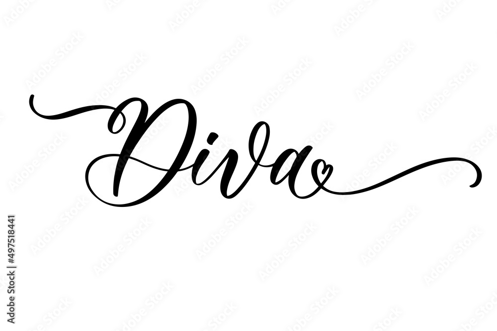 Diva hand drawn calligraphy inscription vector. Diva hand drawn calligraphy inscription vector.