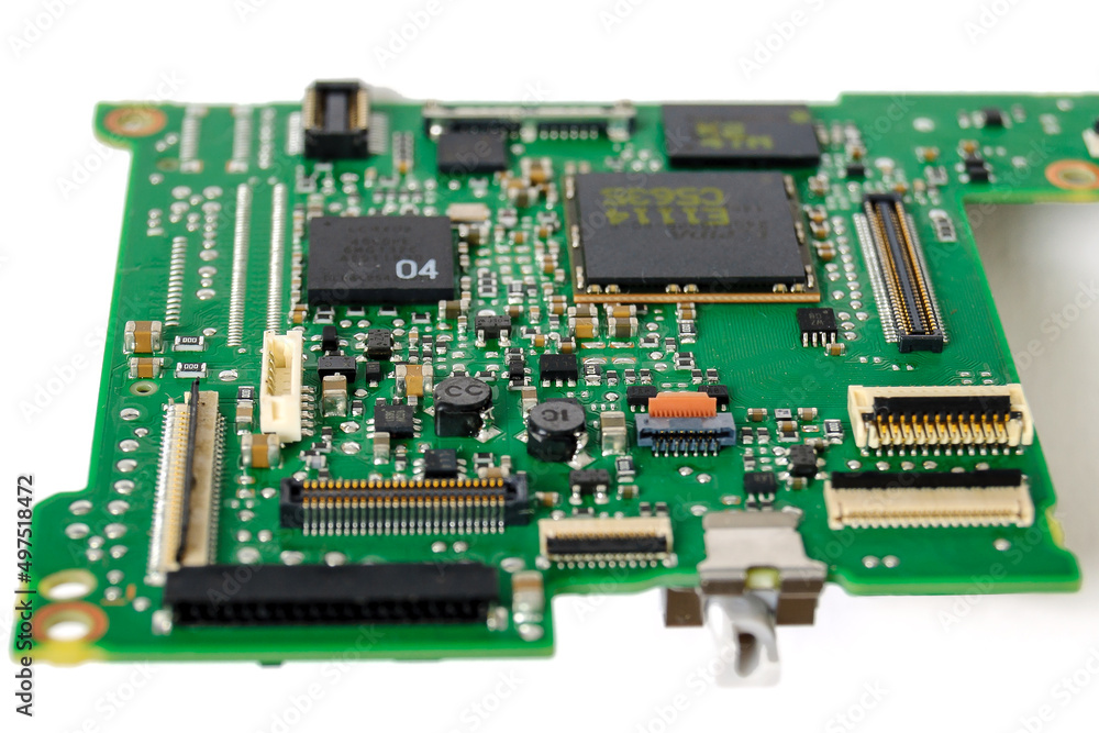 Electronic circuit and component background close-up Electronic circuit and component background close-up