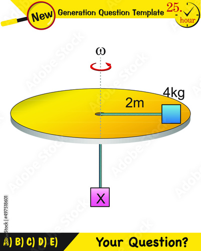 Physics, Uniform circular motion with changing position and velocity vectors and angles. Next generation question template, exam question, eps