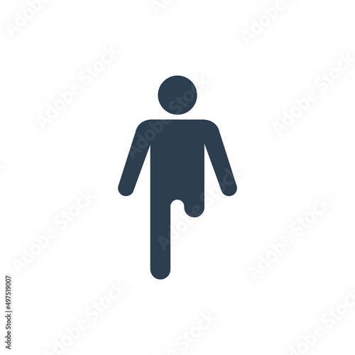 Disabled person icon, Amputated leg icon, Vector.