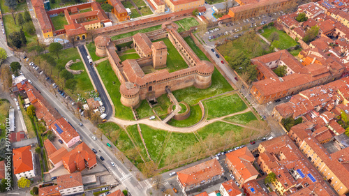 Aerial view of the Sforza fortress in the historic center of Imola, in Emilia-Romagna, Italy. It is a medieval age castle. photo