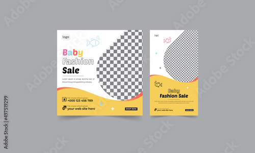 baby fashion sale social media banner, baby social media post and baby social media story design, Usable for kids clothe post, story, flyer, banner