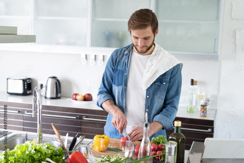 Portrait of man cooking food cutting prepare hands knife preparing vegetables. Portrait of man cooking food cutting prepare hands knife preparing vegetables.