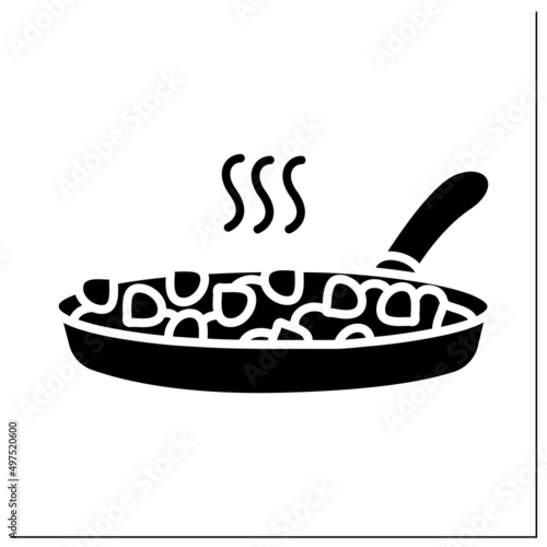 Roasted chickpeas glyph icon.Crispy fried chickpeas in the pan.Homemade healthy snacks. Diet and easy vegetarian meal. Filled flat sign. Isolated silhouette vector illustration