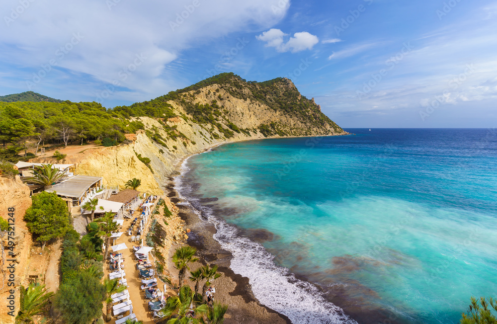 Landscape with Sol d'en Serra beach, Ibiza islands, Spain