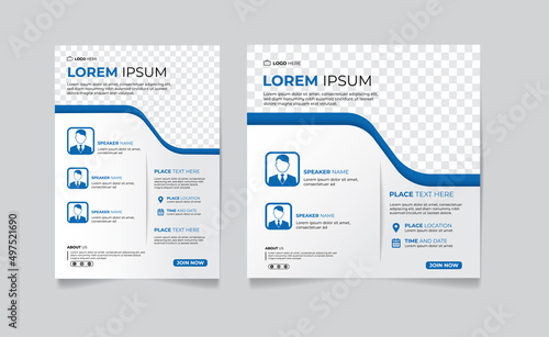 Online Business Conference set webinar template. Customizable for live stream invitations, online classes, e-learning, live training sessions, social media post banners and advertising brochures