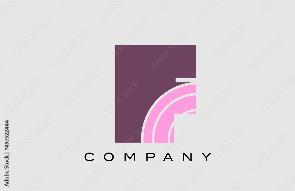 Obraz premium geometric F alphabet letter logo icon design. Creative template for company and business in color pink