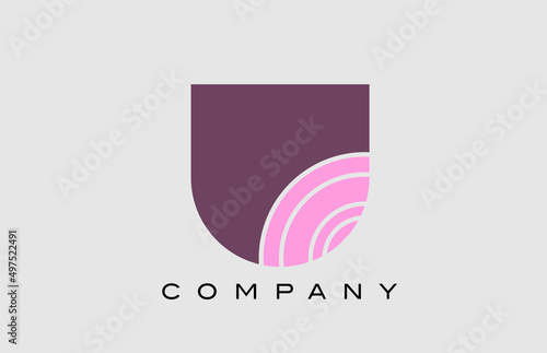 geometric U alphabet letter logo icon design. Creative template for company and business in color pink