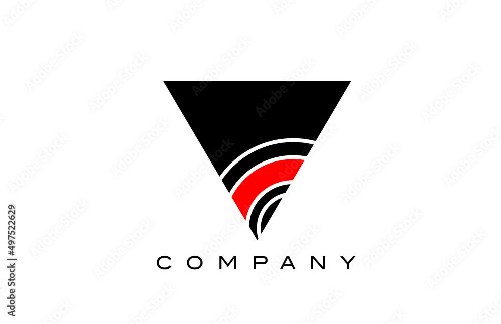 V black and red geometric alphabet letter logo icon design. Creative template for business and company V black and red geometric alphabet letter logo icon design. Creative template for business and company