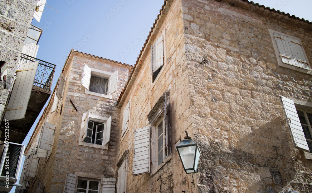 typical apartment building in Petrovac in Montenegro