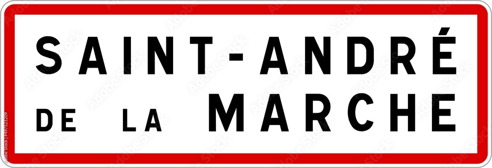 Panneau entrée ville agglomération Saint-André-de-la-Marche / Town entrance sign Saint-André-de-la-Marche