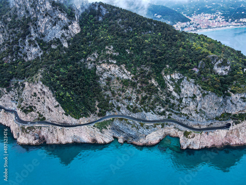 Foto Aerial view of Aurelia street in Noli, Capo Noli and Varigotti, province of Savona