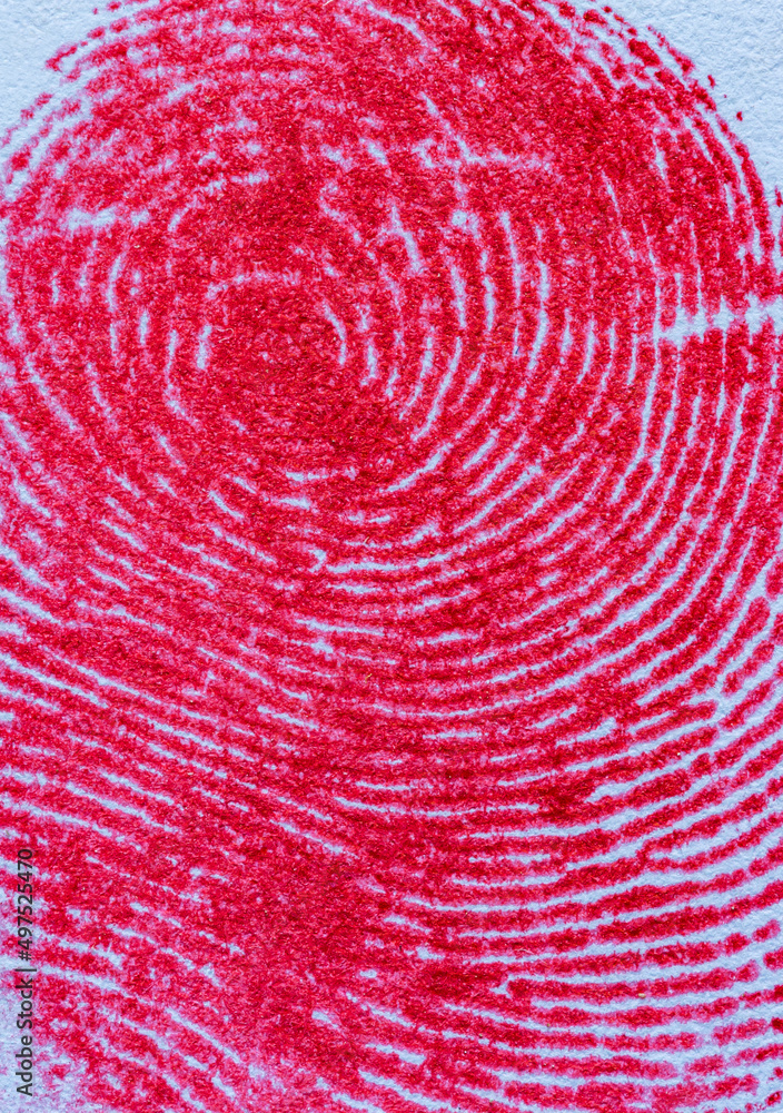 Red fingerprint on white paper Red fingerprint on white paper