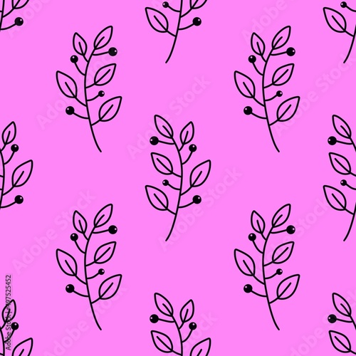 Floral seamless leaves branches pattern for fabrics and packaging and gifts and linens and kids and wrapping paper © Tetiana