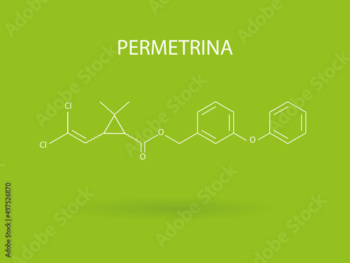 Chemical structure of permethrin, used for the prevention of tick-borne Lyme disease. photo