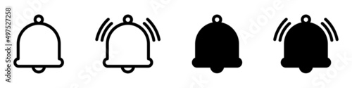 Notification bell icon. Alarm symbol. Incoming inbox message. Ringing bells. Alarm clock and smartphone application alert, Vector illustration